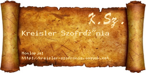 Kreisler Szofrónia névjegykártya